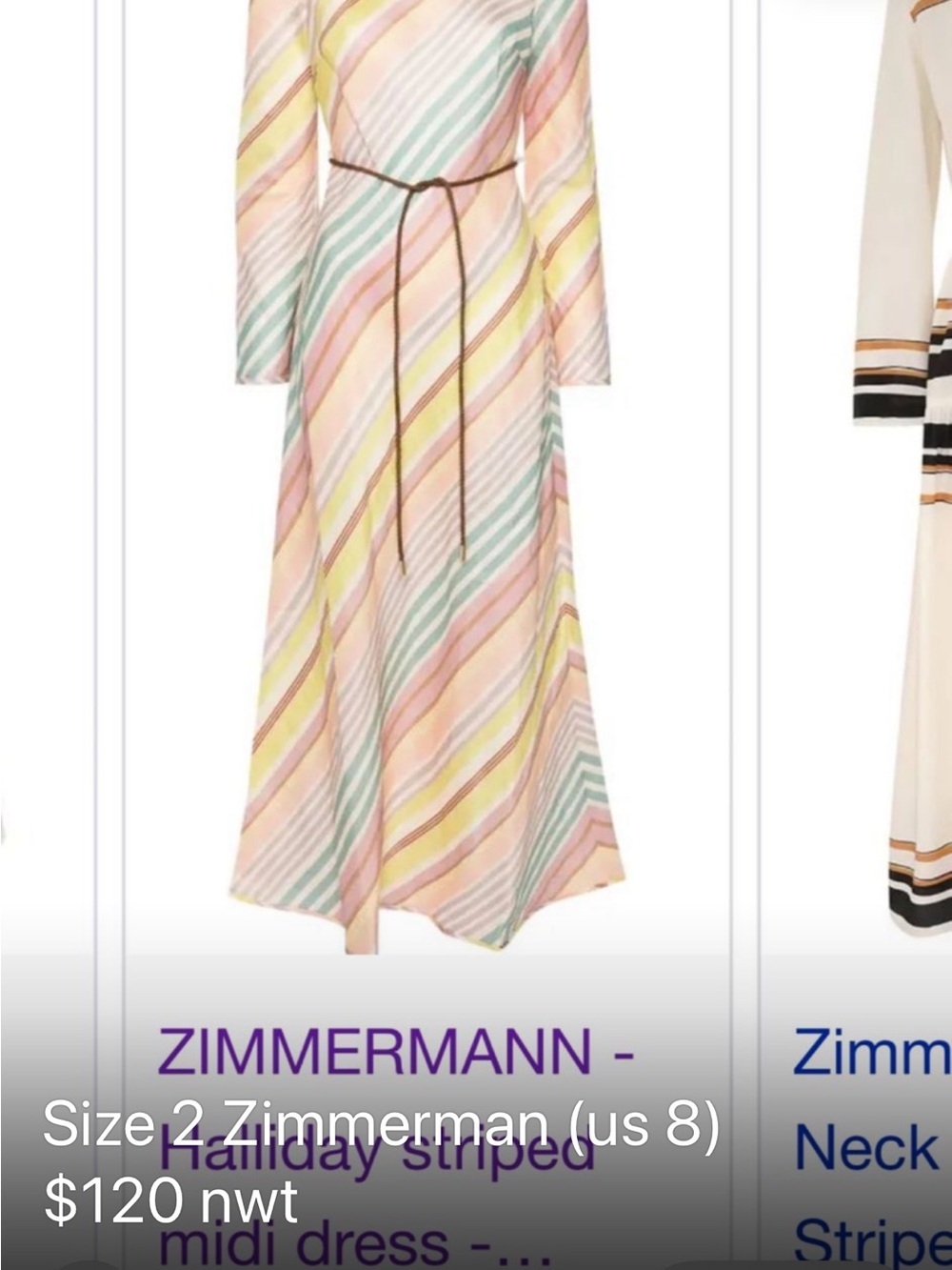 Zimmermann Pastel Stripe Midi Dress in Pink, Yellow & Mint